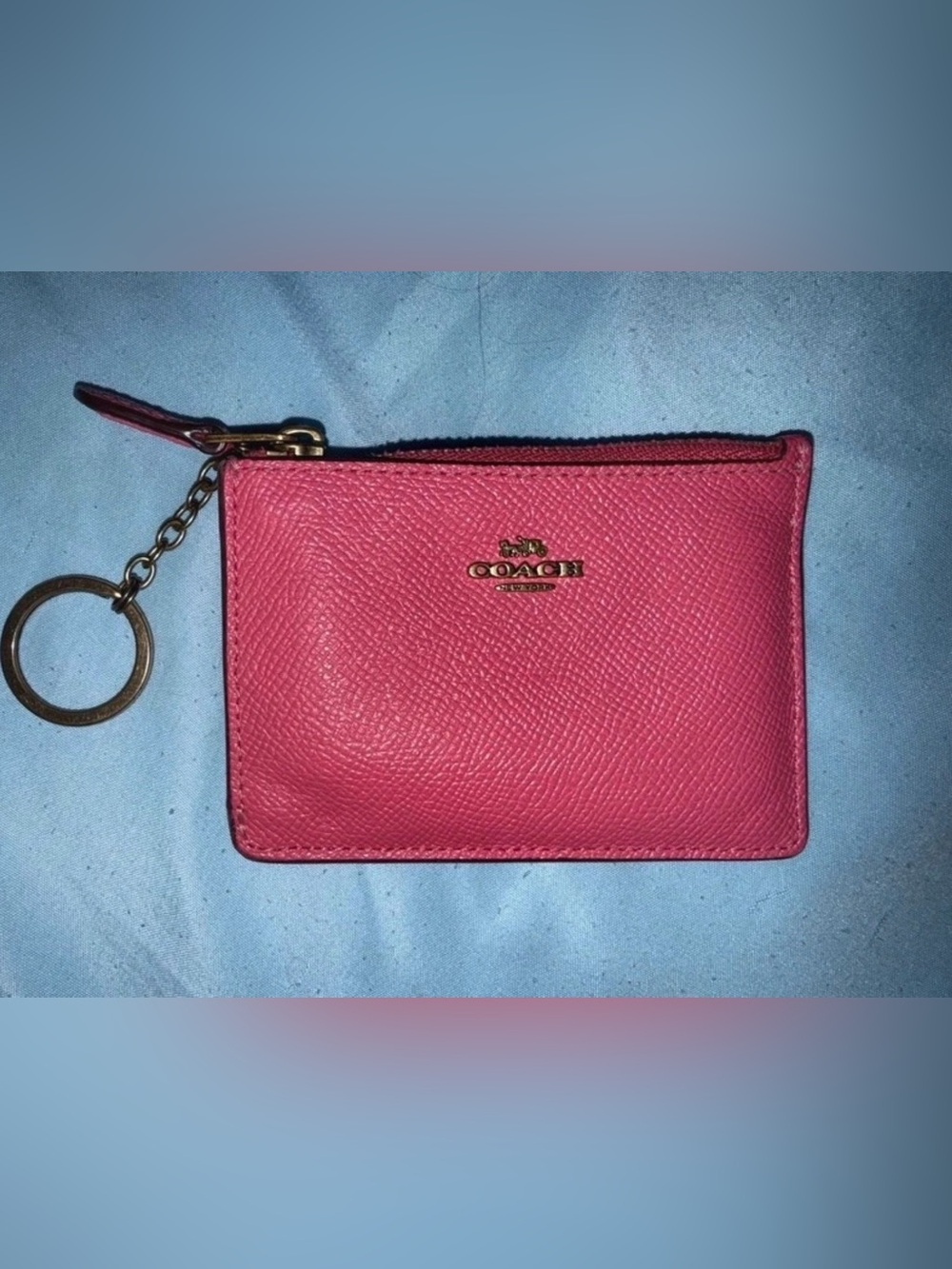 Coach Hot Pink Leather Key & Card Pouch with Gold Hardware- Very Girlie.